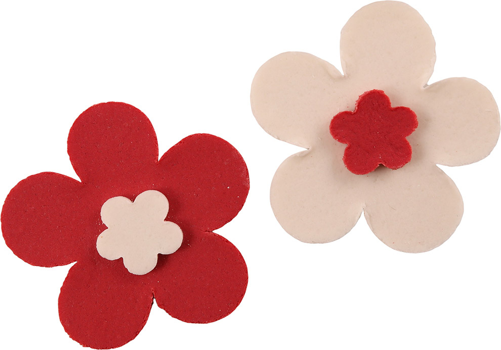 V12708 Fondant flowers white/red