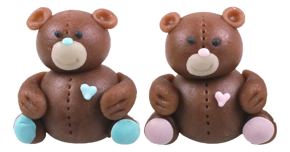 V30396 Bears brown heart blue / pink